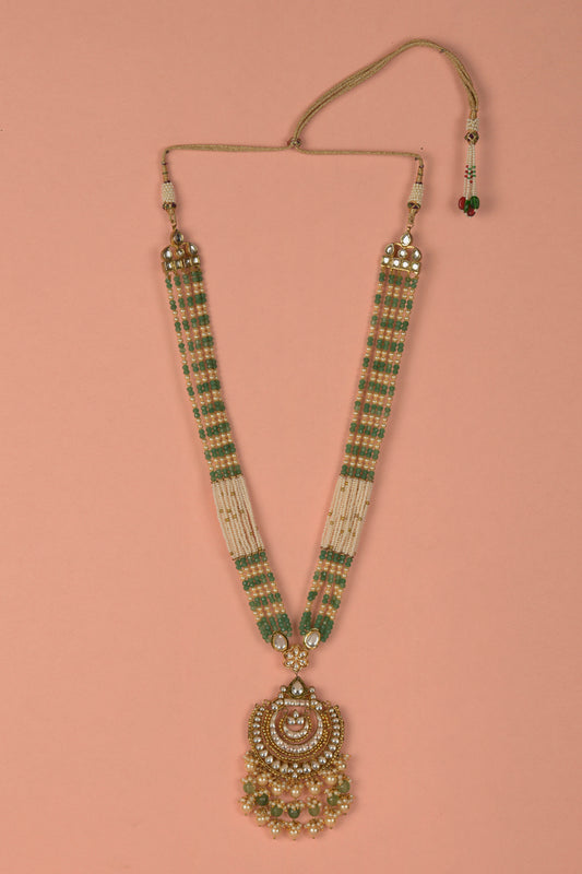 Gold Plated Kundan multilayered Long Necklace