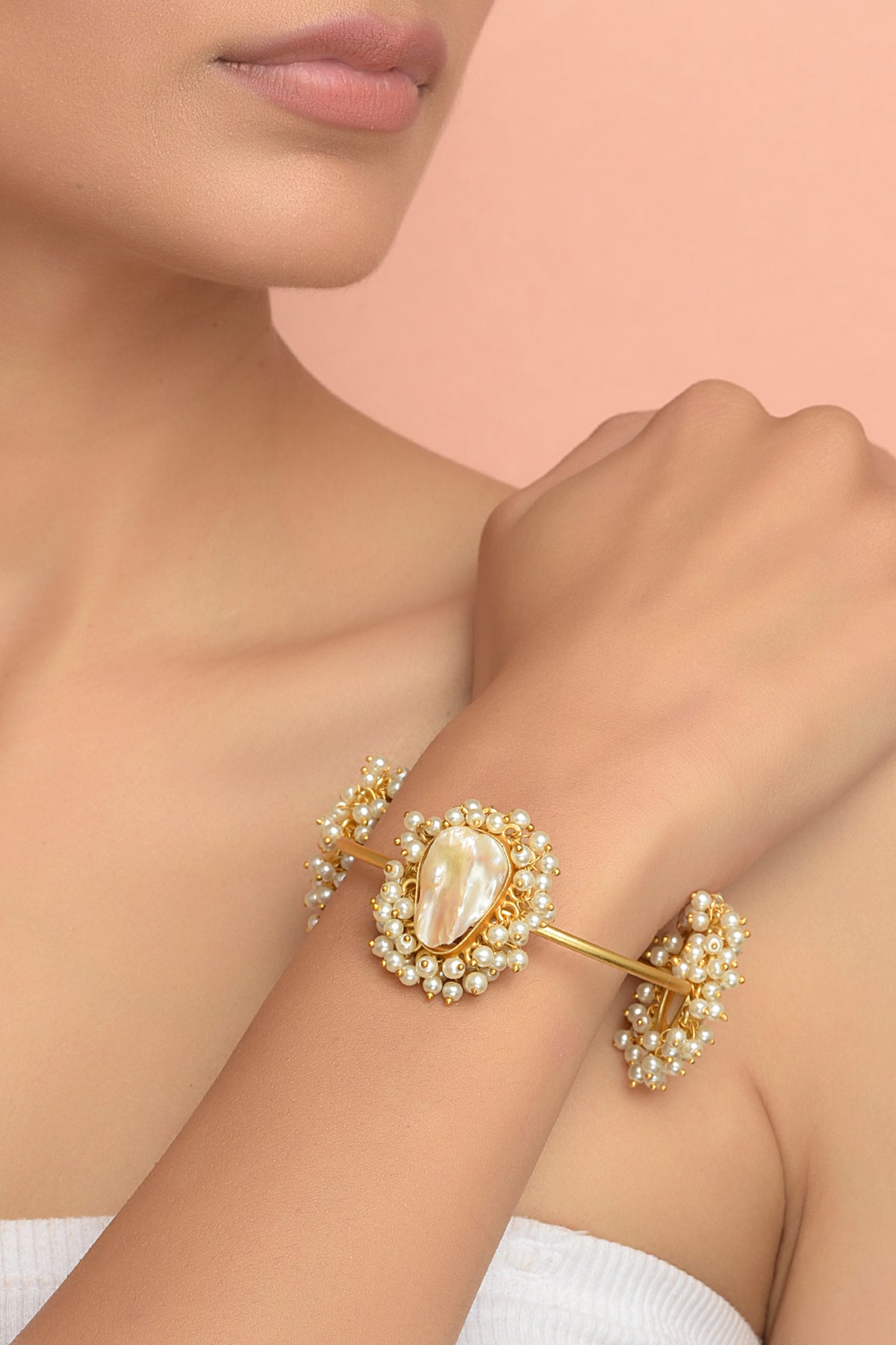 Gold Plated Mother of Pearl Bangle
