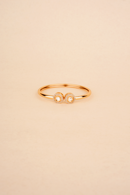Gold Plated Cuff with Kundan Polki