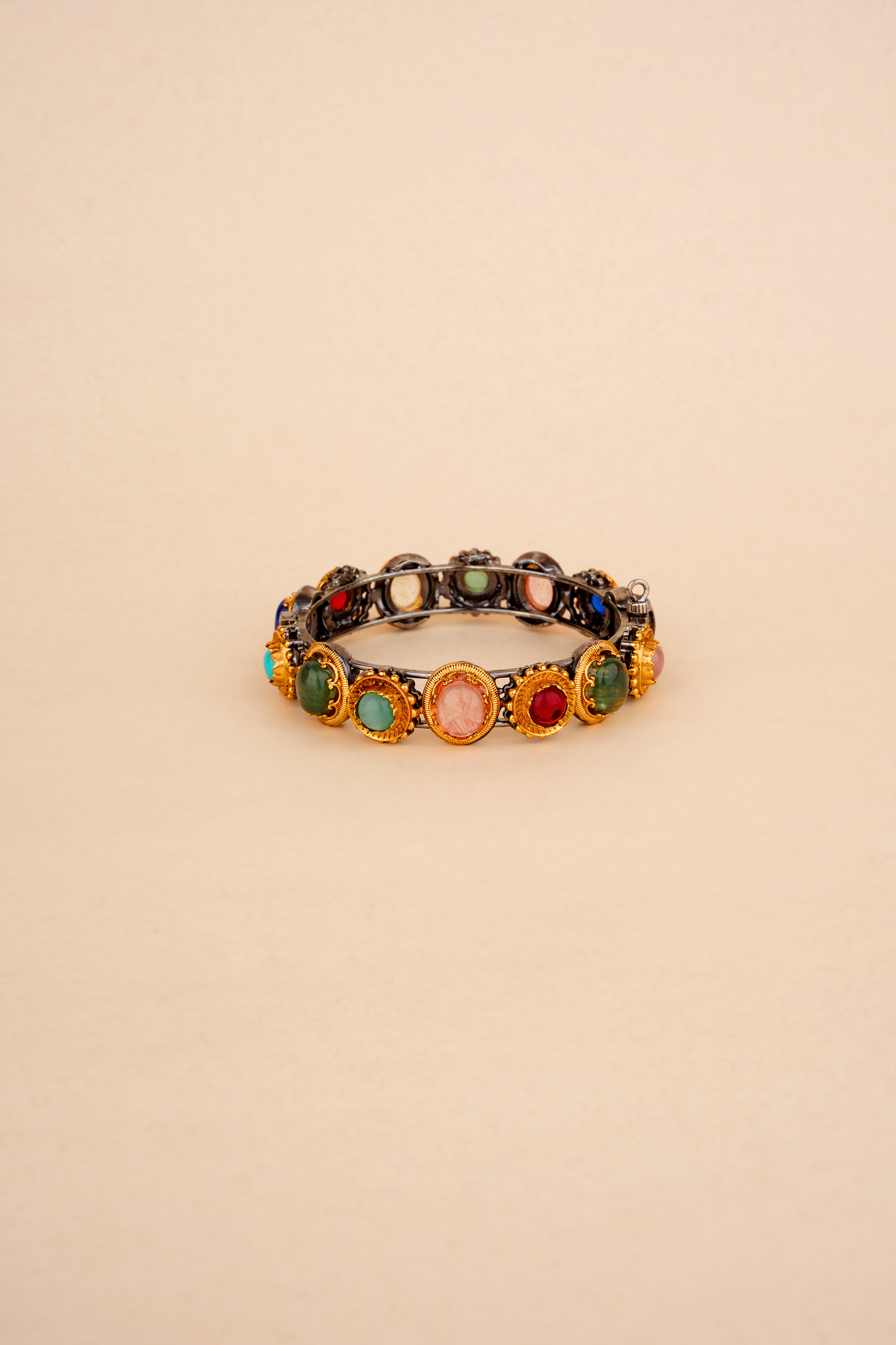 Gold Plated Navrattan Bangle