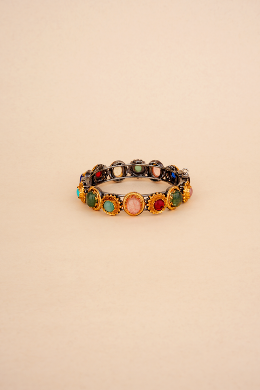 Gold Plated Navrattan Bangle