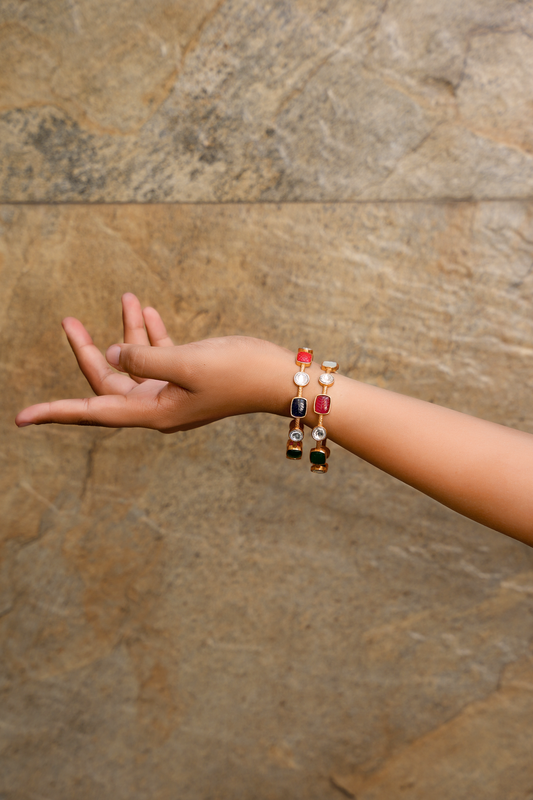 Gold Plated Navrattan Bangles (Set of 2)