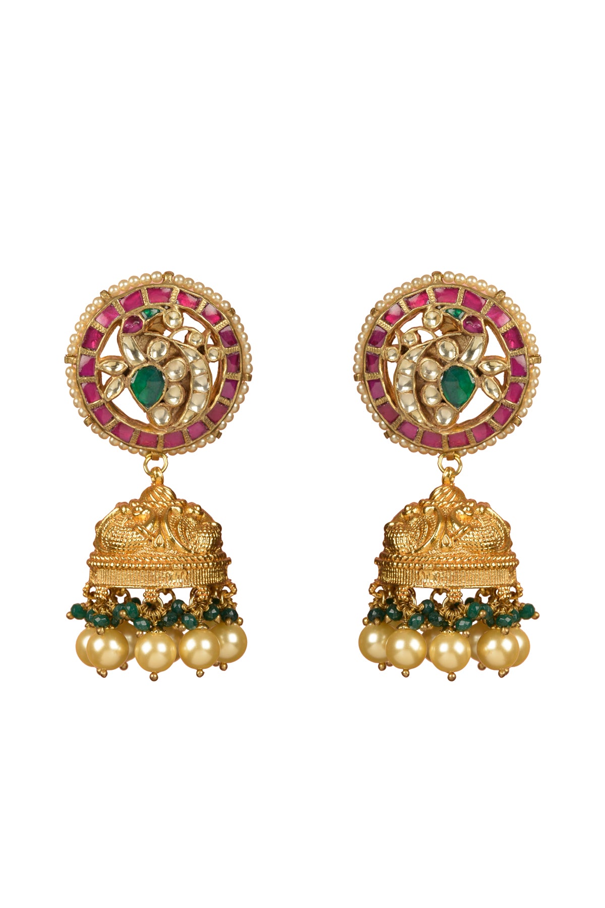 Gold Plated Peacock Multi Kundan top with jhumki