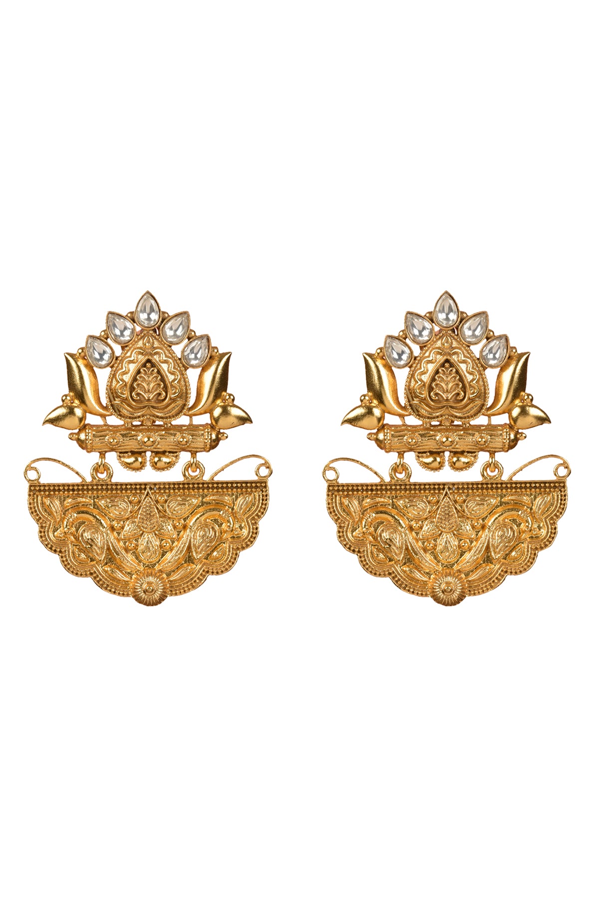 Gold Plated Carved Earrings