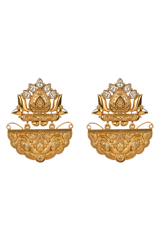Gold Plated Carved Earrings